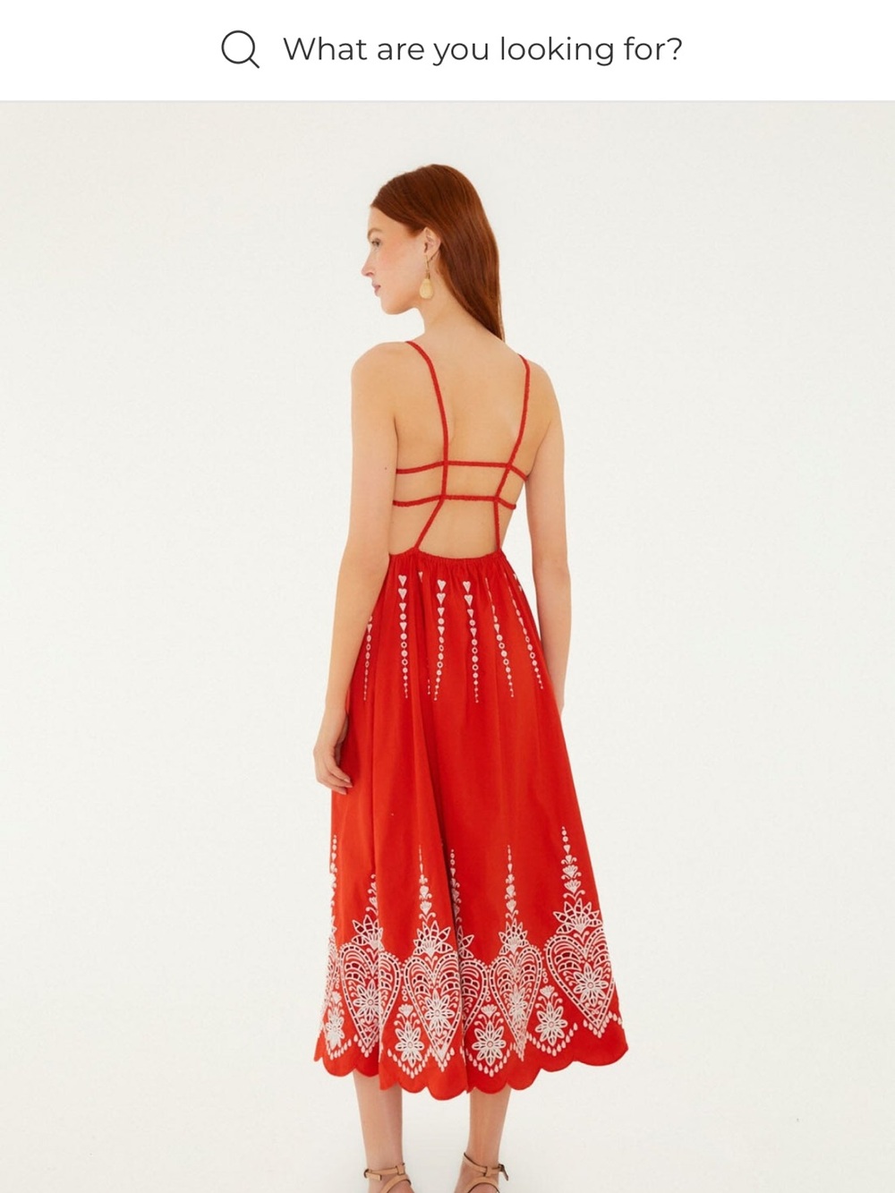 FARM Rio Red heart embroidered open back cotton midi dress - Picture 14 of 14
